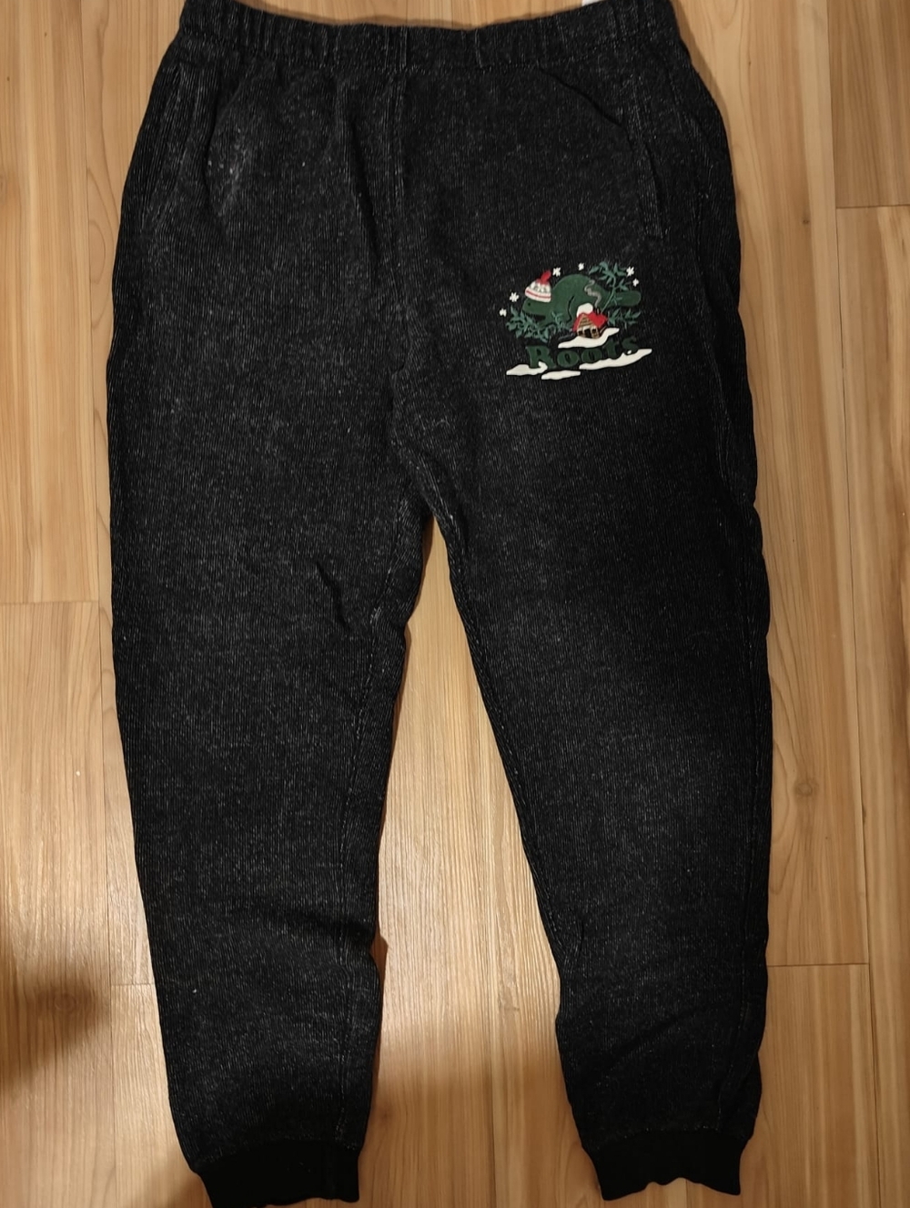 Cozy Roots Black Salt And Pepper Jogger Sweatpants with Holiday Graphic